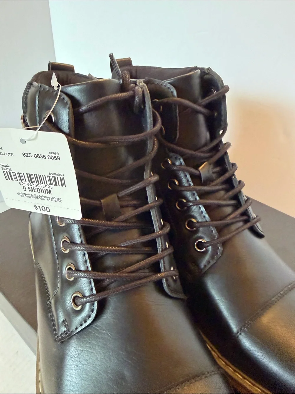jf j.ferrar Black Lace-Up Men's Ankle Boots with Buckle